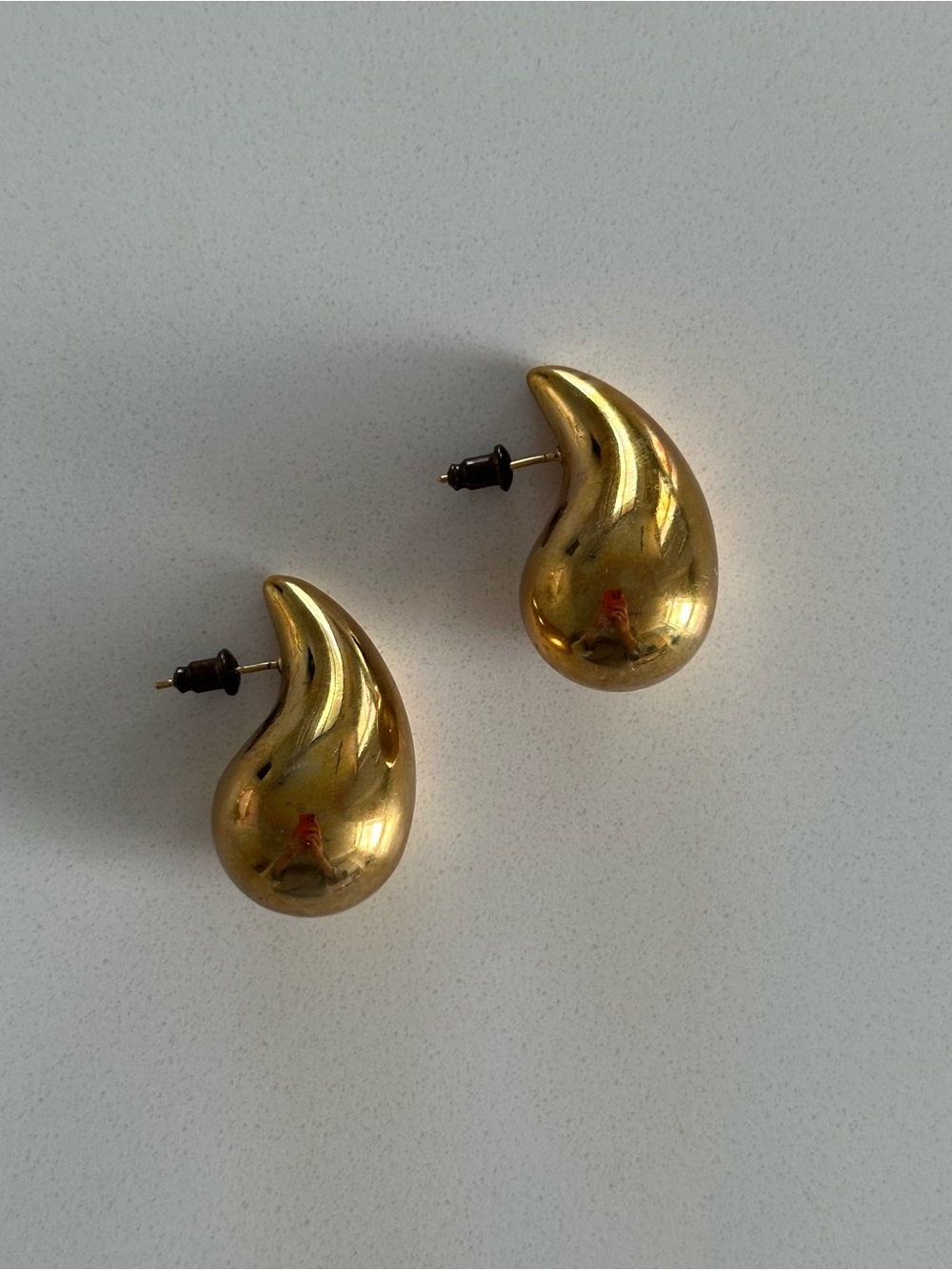 Gold chunky teardrop earrings